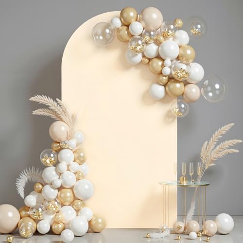 6.6 ft Arch Backdrop Cover Champagne - Double-Sided Spandex Arch Covers Stretchy Backdrop for Balloon Arches