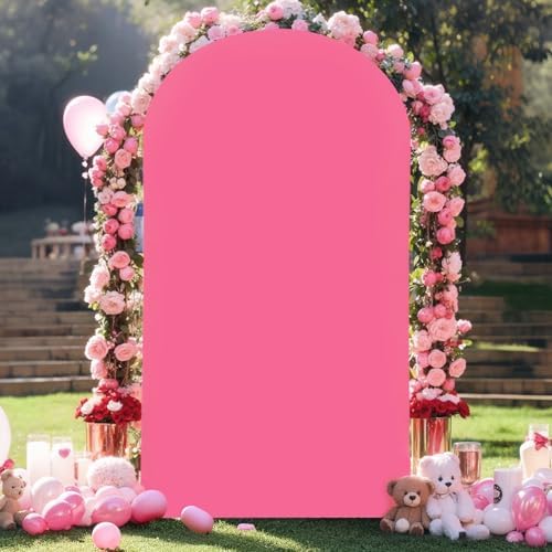 6.6 ft Arch Backdrop Cover Hot Pink - Double-Sided Spandex Arch Covers Stretchy Backdrop for Balloon Arches, alternate view 7