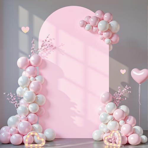 6.6 ft Arch Backdrop Cover Pink - Double-Sided Spandex Arch Covers Stretchy Backdrop for Balloon Arches Birthday