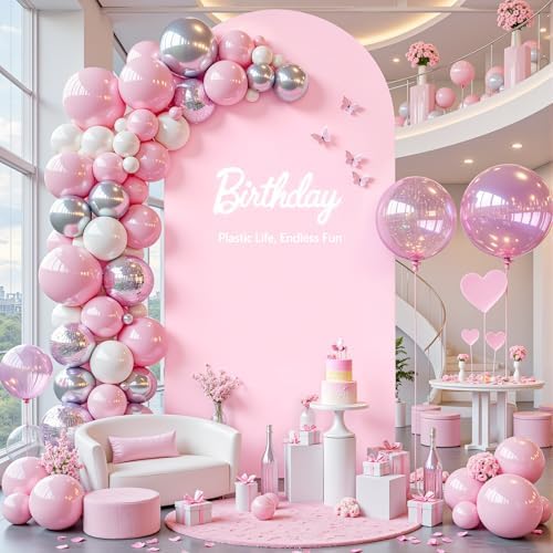 6.6 ft Arch Backdrop Cover Pink - Double-Sided Spandex Arch Covers Stretchy Backdrop for Balloon Arches Birthday, alternate