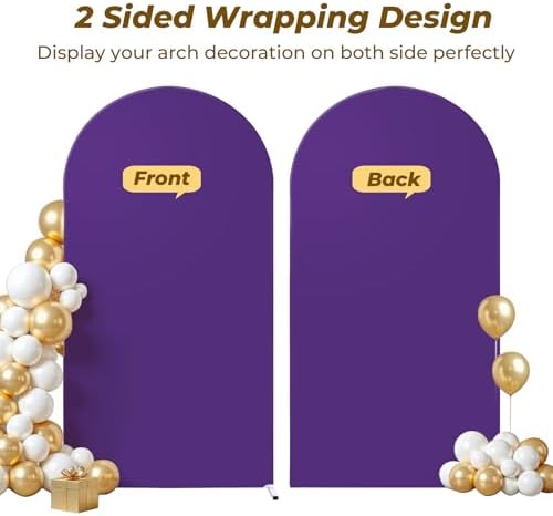 6.6 ft Arch Backdrop Cover Purple - Double-Sided Spandex Arch Covers Stretchy Backdrop for Balloon Arches, alternate view 3