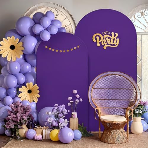 6.6 ft Arch Backdrop Cover Purple - Double-Sided Spandex Arch Covers Stretchy Backdrop for Balloon Arches, alternate view 4