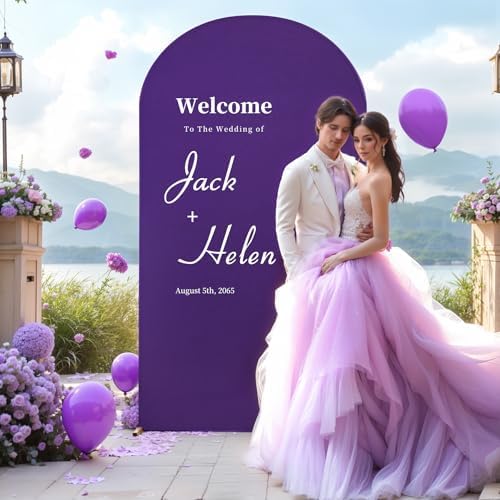 6.6 ft Arch Backdrop Cover Purple - Double-Sided Spandex Arch Covers Stretchy Backdrop for Balloon Arches, alternate view 5