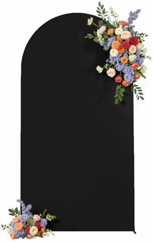 6.6 FT Arch Backdrop Cover Stretchy Black Arch Covers Elastic Spandex Fabric for Chiara Backdrop Stand, Wedding