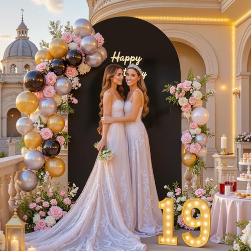 6.6 FT Arch Backdrop Cover Stretchy Black Arch Covers Elastic Spandex Fabric for Chiara Backdrop Stand, Wedding, alternate