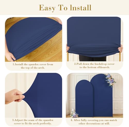 6.6 FT Arch Backdrop Cover Stretchy Navy Blue Arch Covers Elastic Spandex Fabric for Chiara Backdrop Stand, alternate view 6