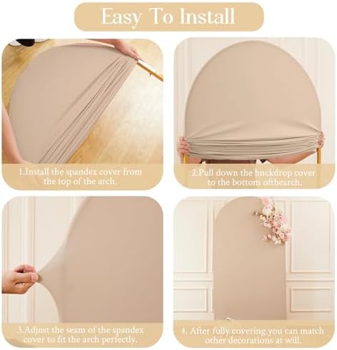6.6 FT Arch Backdrop Cover Stretchy Nude Arch Covers Elastic Spandex Fabric for Chiara Backdrop Stand, Wedding, alternate