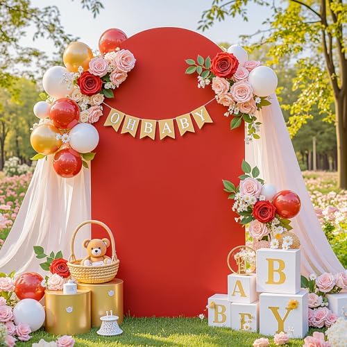 6.6 FT Arch Backdrop Cover Stretchy Red Arch Covers Elastic Spandex Fabric for Chiara Backdrop Stand, Wedding, alternate view