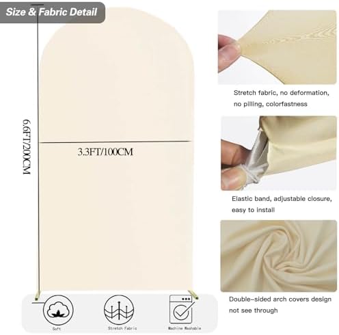 6.6 FT Arch Backdrop Cover, Wedding Beige Arch Covers Stretchy Backdrop Spandex Fitted for Chiara Stand Birthday, alternate