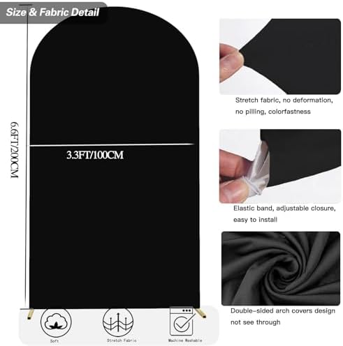 6.6 FT Arch Backdrop Cover, Wedding Black Arch Covers Stretchy Backdrop Spandex Fitted for Chiara Stand Birthday, alternate