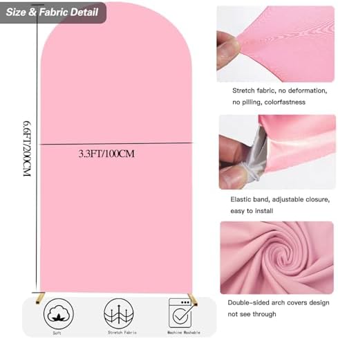 6.6 FT Arch Backdrop Cover, Wedding Pink Arch Covers Stretchy Backdrop Spandex Fitted for Chiara Stand Birthday, alternate