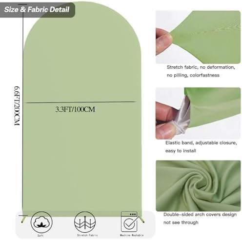 6.6 FT Arch Backdrop Cover, Wedding Sage Green Arch Covers Stretchy Backdrop Spandex Fitted for Chiara Stand, alternate view
