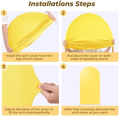 6.6 ft Arch Backdrop Cover Yellow - Double-Sided Spandex Arch Covers Stretchy Backdrop for Balloon Arches, alternate view 3