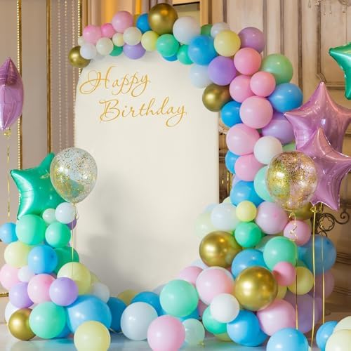 6.6 FT Arch Stand with Arch Stand Cover, Wedding Arch Backdrop Stand and Beige Arch Cover for Birthday Party, alternate view