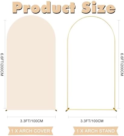 6.6 FT Arch Stand with Arch Stand Cover, Wedding Arch Backdrop Stand and Beige Arch Cover for Birthday Party, alternate view