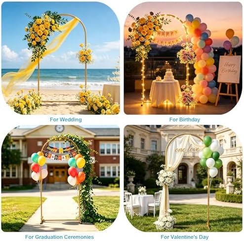 6.6 FT Metal Arch Backdrop Stand, Gold in Gold, alternate view 6