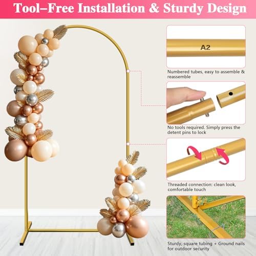 6.6 FT Metal Arch Backdrop Stand, Party Balloon Arch Stand, alternate view 4