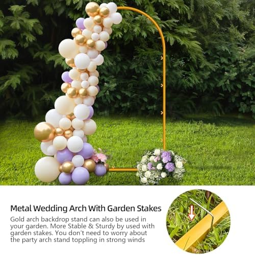 6.6 FT Wedding Arch Backdrop Stand for Party, Balloon Arch Stand, Wedding Arches for Ceremony, Metal Gold Arch, alternate