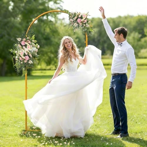 6.6 FT Wedding Arch Backdrop Stand for Party, Balloon Arch Stand, Wedding Arches for Ceremony, Metal Gold Arch, alternate