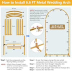 6.6 FT Wedding Arch Backdrop Stand for Party, Balloon Arch Stand, Wedding Arches for Ceremony, Metal Gold Arch, alternate