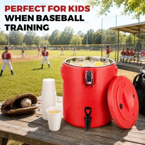 6.6 Gallon 304 Stainless Steel Insulated Beverage Dispenser with Spigot, Portable Hot and Cold Drink Server for, alternate