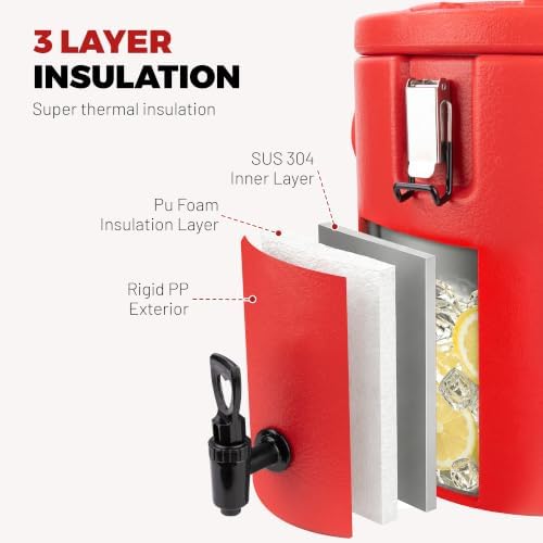 6.6 Gallon 304 Stainless Steel Insulated Beverage Dispenser with Spigot, Portable Hot and Cold Drink Server for, alternate