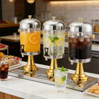 6.6 Gallon Commercial Drink Dispenser with Ice Core, Gold in Gold