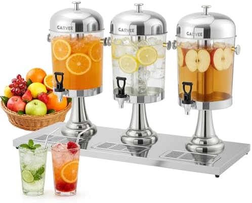 6.6 Gallon Commercial Drink Dispenser with Ice Core, Silver in Silver, alternate view 3