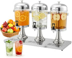 6.6 Gallon Ice Core Cold Beverage Dispenser, Stainless Steel Drink Dispenser with Stand, Spigot & Drip Tray for