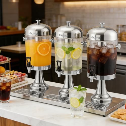 6.6 Gallon Ice Core Cold Beverage Dispenser, Stainless Steel Drink Dispenser with Stand, Spigot & Drip Tray for, alternate