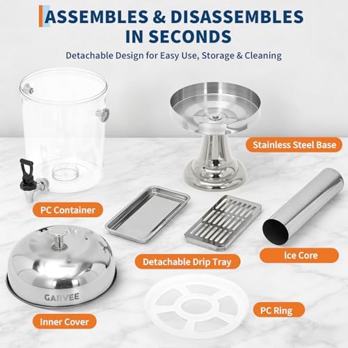 6.6 Gallon Ice Core Cold Beverage Dispenser, Stainless Steel Drink Dispenser with Stand, Spigot & Drip Tray for, alternate