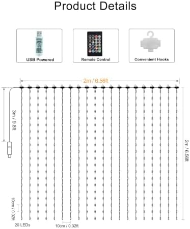 6.6 x 6.6Ft 400 LED Smart Curtain Lights with APP Remote Control in 6.6 x 6.6Ft, alternate view 6