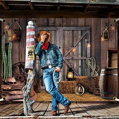 6.6 x 9.2 ft Western Party Backdrop Wild West Cowboy Decoration in 6.6 x 9.2 ft in Cowboy, alternate view 2