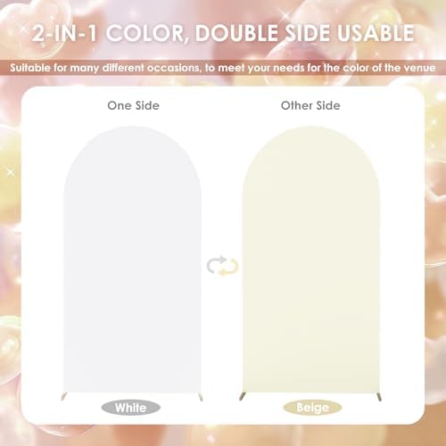 6.6FT Arch Backdrop Cover Beige & White One Piece Double Color in 6.6 FT in Beige and White, alternate view 2