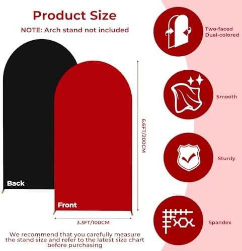 6.6FT Arch Backdrop Cover Black & Red One Piece Double Color in 6.6 FT in Black and Red, alternate view 4