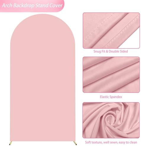 6.6FT Arch Backdrop Cover Blush Pink Arch Covers Stretchy Backdrop, alternate view 4