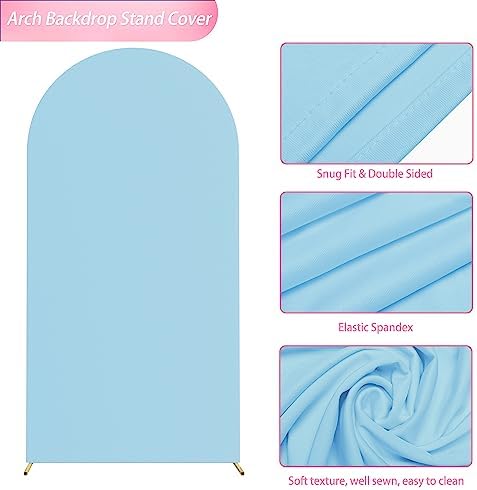 6.6FT Arch Backdrop Cover Dusty Blue Arch Covers Stretchy Backdrop, alternate view 4
