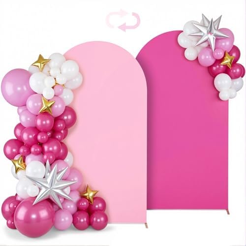 6.6FT Arch Backdrop Cover Light Pink & Rose One Piece Double Color in 6.6 FT in Light Pink and Rose Pink
