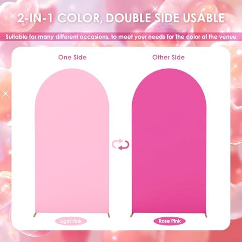 6.6FT Arch Backdrop Cover Light Pink & Rose One Piece Double Color in 6.6 FT in Light Pink and Rose Pink, alternate view 2