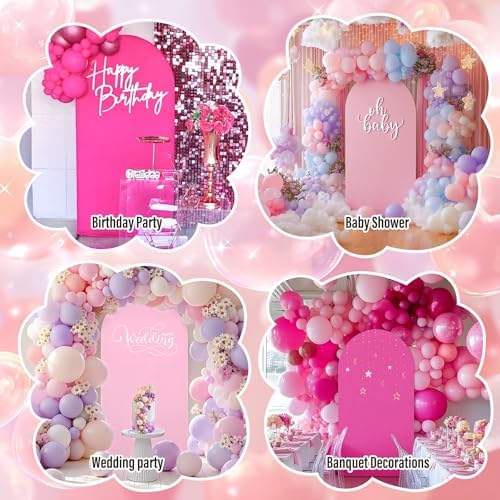 6.6FT Arch Backdrop Cover Light Pink & Rose One Piece Double Color in 6.6 FT in Light Pink and Rose Pink, alternate view 4