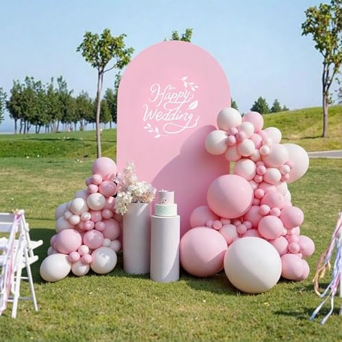 6.6FT Arch Backdrop Cover Light Pink & Rose One Piece Double Color in 6.6 FT in Light Pink and Rose Pink, alternate view 5