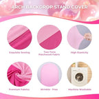 6.6FT Arch Backdrop Cover Light Pink & Rose One Piece Double Color in 6.6 FT in Light Pink and Rose Pink, alternate view 6