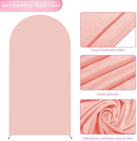 6.6FT Arch Backdrop Cover Pale Pink Arch Covers Stretchy Backdrop, alternate view 4