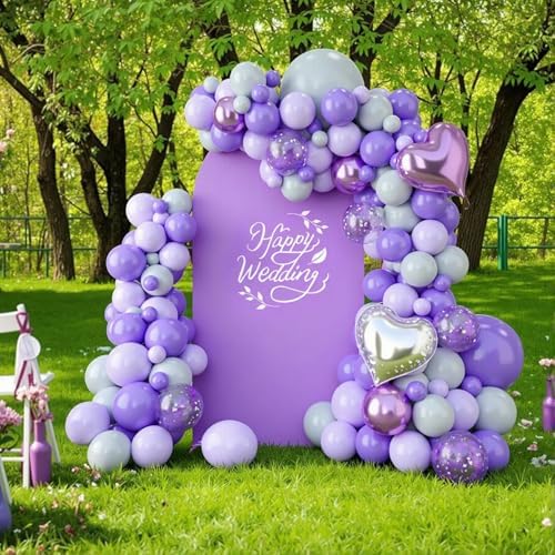6.6FT Arch Backdrop Cover Purple & White One Piece Double Color in 6.6 FT in Purpel and White, alternate view 4