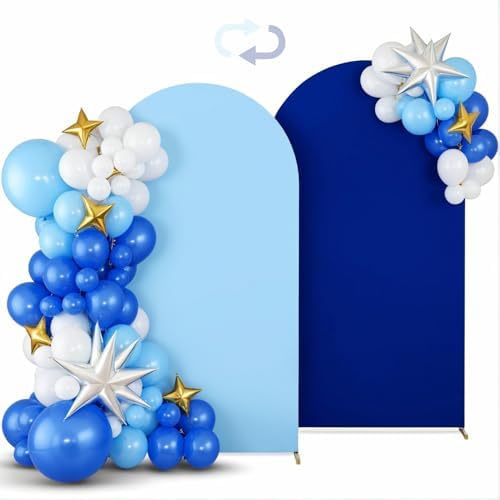 6.6FT Arch Backdrop Cover Royal & Baby Blue One Piece Double Color in 6.6 FT in Royal Blue and Baby Blue