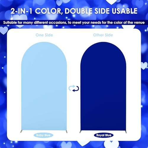 6.6FT Arch Backdrop Cover Royal & Baby Blue One Piece Double Color in 6.6 FT in Royal Blue and Baby Blue, alternate view 2