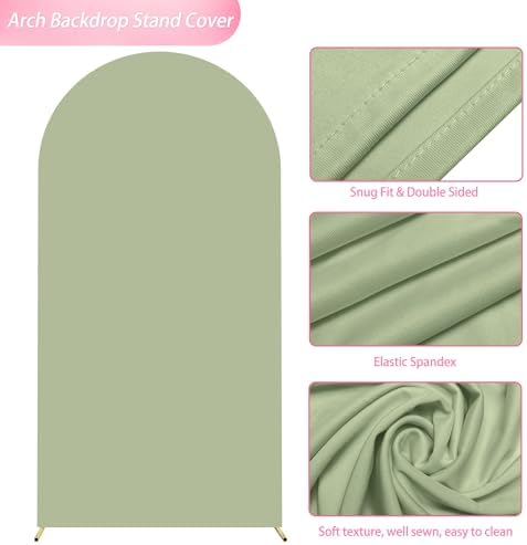 6.6FT Arch Backdrop Cover Sage Green Arch Covers Stretchy Backdrop, alternate view 5
