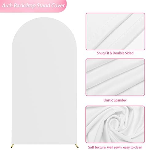 6.6FT Arch Backdrop Cover White Arch Covers Stretchy Backdrop, alternate view 4