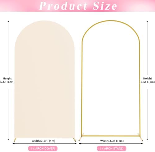 6.6FT Arch Backdrop Stand and Cover Set, Arch Stand with Beige Cover, alternate view 3