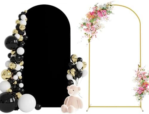 6.6FT Arch Backdrop Stand and Cover Set, Arch Stand with Black Cover